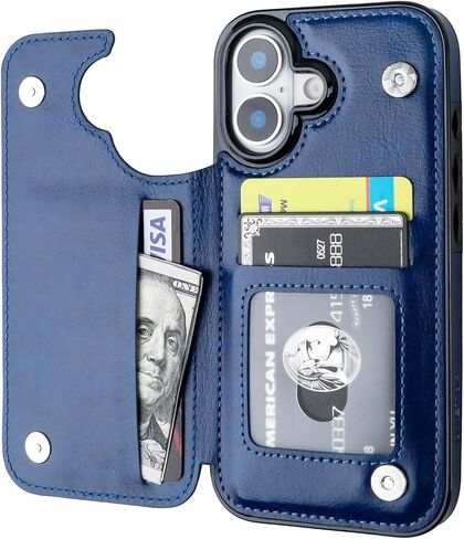 ONETOP for iPhone 17 Wallet Case with Credit Card Holder,Black | Kickstand,ID/Cash Holder,Case Wallet with Card Slots,Double Magnetic Clasp,Durable PU Leather Shockproof Cover for Women Men in Kuwait