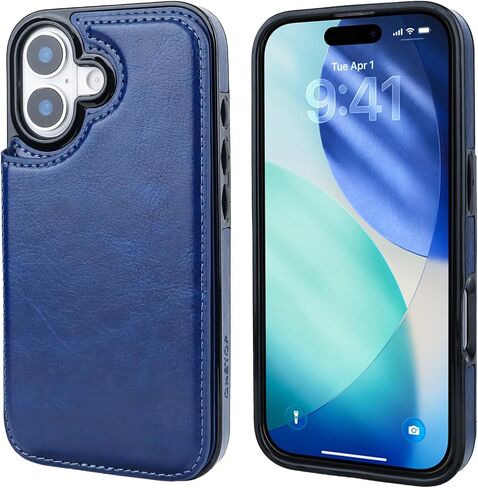 ONETOP for iPhone 17 Wallet Case with Credit Card Holder,Black | Kickstand,ID/Cash Holder,Case Wallet with Card Slots,Double Magnetic Clasp,Durable PU Leather Shockproof Cover for Women Men in Kuwait