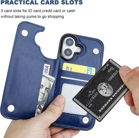 ONETOP for iPhone 17 Wallet Case with Credit Card Holder,Black | Kickstand,ID/Cash Holder,Case Wallet with Card Slots,Double Magnetic Clasp,Durable PU Leather Shockproof Cover for Women Men in Kuwait
