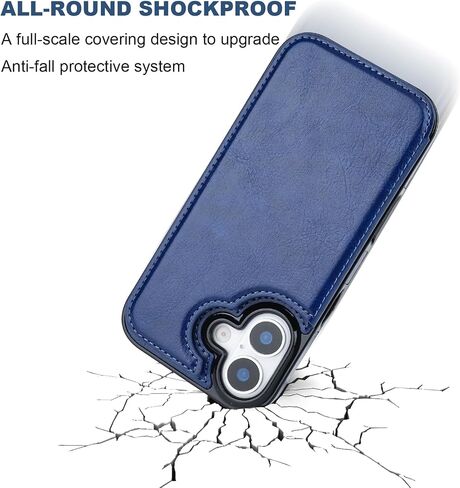 ONETOP for iPhone 17 Wallet Case with Credit Card Holder,Black | Kickstand,ID/Cash Holder,Case Wallet with Card Slots,Double Magnetic Clasp,Durable PU Leather Shockproof Cover for Women Men in Kuwait