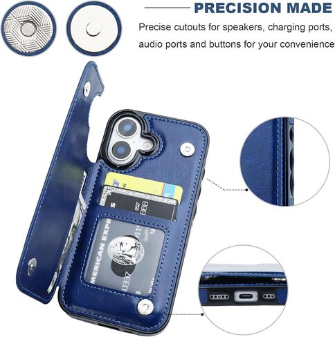 ONETOP for iPhone 17 Wallet Case with Credit Card Holder,Black | Kickstand,ID/Cash Holder,Case Wallet with Card Slots,Double Magnetic Clasp,Durable PU Leather Shockproof Cover for Women Men in Kuwait