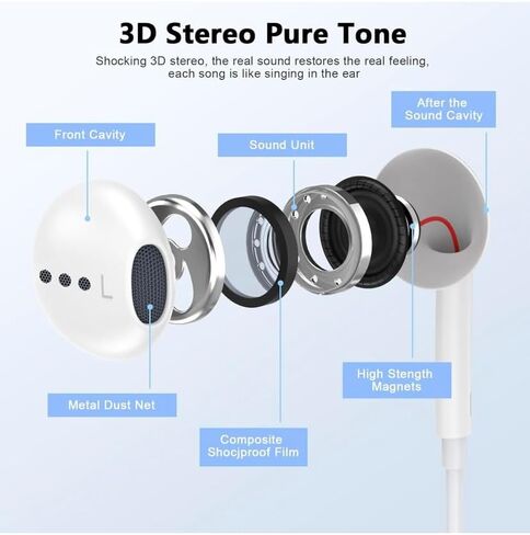 2 Pack USB C سماعات الرأس السلكية السلكية مع التحكم في الميكروفون ومحلول الصوت-إلغاء الضوضاء سماعات الأذن USB-C لـ iPhone 16/15 Pro Max Plus و iPad Pro و Galaxy S25/S24 Ultra و Pixel 9/8/7 in Kuwait