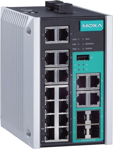 Moxa EDS-518E-4GTXSFP-T مفتاح Gigabit Ethernet مع منافذ 14 × 10/100BASETX ، و 4 COMBO 10/100/1000BASETX أو 100/1000BassFP منافذ ، -40 إلى 75 درجة مئوية درجة حرارة التشغيل. in Kuwait