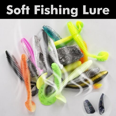 7cm Soft Lure Fishing Bait (Iridescent Orange) 10-Pack - T-Tail Worms for Bass Fishing in Saudi Arabia