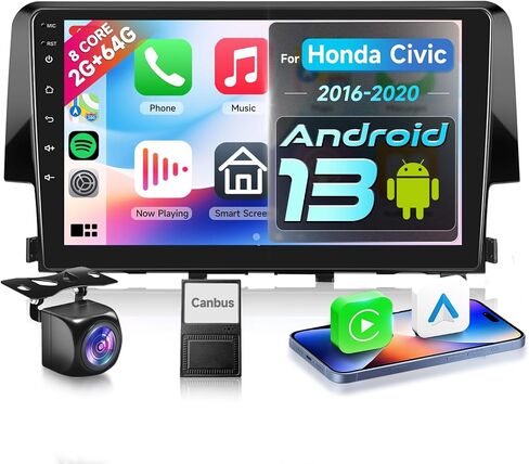 [8 Core 2G+64G] راديو سيارة لـ Honda Civic 2016-2020 ، استريو Carplay Android Auto Car ، 9 بوصات شاشة Bluetooth GPS SWC DSP in Saudi Arabia