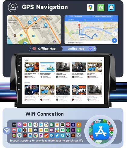 [8 Core 2G+64G] راديو سيارة لـ Honda Civic 2016-2020 ، استريو Carplay Android Auto Car ، 9 بوصات شاشة Bluetooth GPS SWC DSP in Saudi Arabia