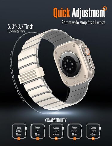 Sport Magnetic Watchband متوافق مع Apple Watch Ultra 3/2/1 Band 49mm Series 11/10 46mm ، شريط معصم مضاد للماء لـ IWatch Series 9/8/7 45mm ، SE3-1/Series 6/5/4 44 مم ، سلسلة 3/2/1 42 ​​مم 42 مم in Kuwait