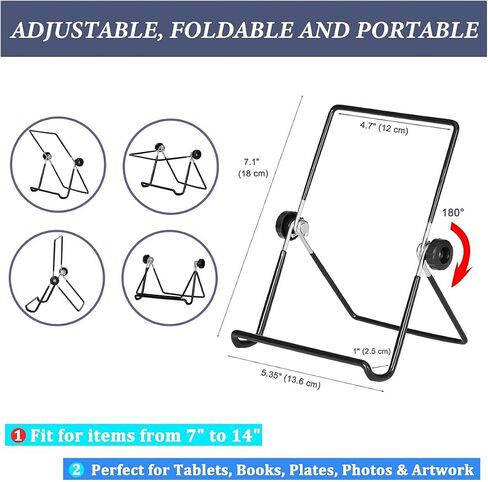 Adjustable Tablet Holder for Desk - 2 Pack Portable Foldable Display Stands for iPad, Kindle (7-14 inch) - Black in Saudi Arabia