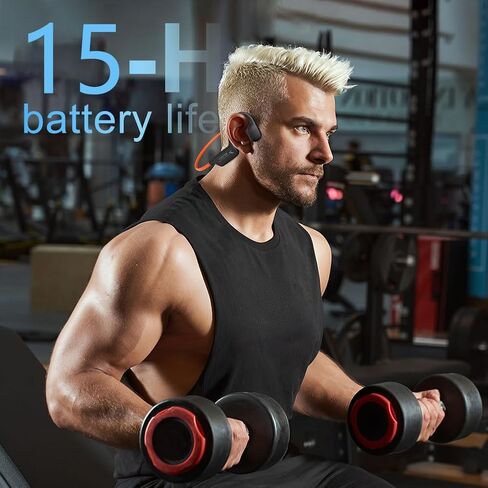 سماعات توصيل العظام ، أذن مفتوحة Bluetooth 5.4 سماعات الرأس مع MIC ， IPX6 مقاوم للماء سماعات بلوتوث ， 15 ساعة تشغيل ， للركض ， ركوب الدراجات ， المشي ، في الهواء الطلق (أسود) in Kuwait