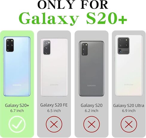 ل Samsung Galaxy S20 Plus S20+ 5G Wallet Phone Case with Crossbody Lanyard Strap Faux Card Card Slot Slot Stand Kickstand Men Women Flip Cover S20+ 5G S20Plus 20S+ S2O S 20+ G5 Black in Kuwait