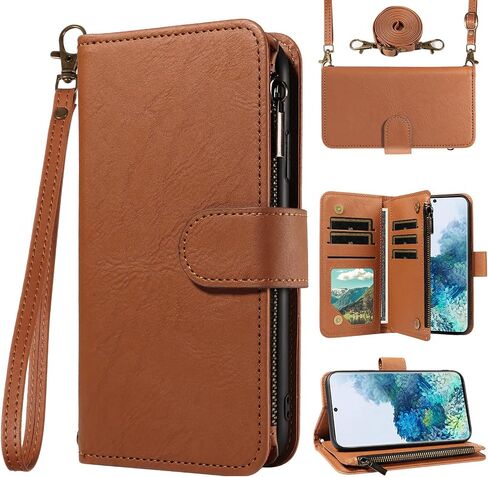 ل Samsung Galaxy S20 Plus S20+ 5G Wallet Phone Case with Crossbody Lanyard Strap Faux Card Card Slot Slot Stand Kickstand Men Women Flip Cover S20+ 5G S20Plus 20S+ S2O S 20+ G5 Black in Kuwait