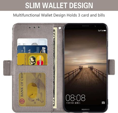 Asuwish Phone Case for Huawei Mate 9 Wallet Cover Presped Glass Screen Protector حامل بطاقة الائتمان in Kuwait