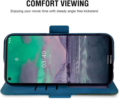 Asuwish Compatible with Nokia 3.4 Wallet Case and Tempered Glass Screen Protector Lanyard Leather Flip Card Holder Stand Kickstand Cell Accessories Phone Cover for Nokia3.4 TA-1285 Women Men Blue in Kuwait