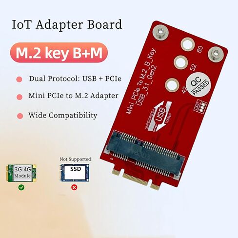 M.2 Key B+M إلى Mini PCIe Adapter Board 4G/5G Cellular Modem Converter مع دعم USB 2.0 USB3.1 ، متوافق مع RG200U-CN ، SRM815 ، SRM810 in Saudi Arabia