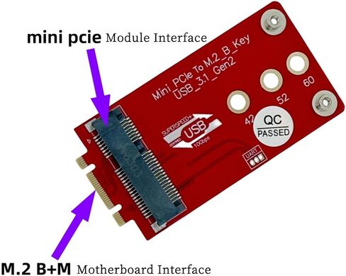 M.2 Key B+M إلى Mini PCIe Adapter Board 4G/5G Cellular Modem Converter مع دعم USB 2.0 USB3.1 ، متوافق مع RG200U-CN ، SRM815 ، SRM810 in Saudi Arabia