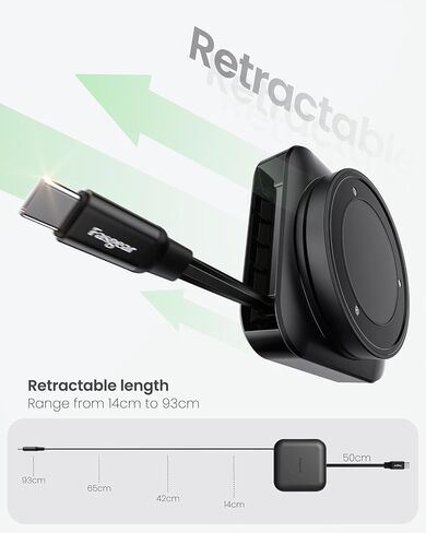 Fasgear Retractable USB C Cable, 2 Pack, 6ft, Black in Saudi Arabia