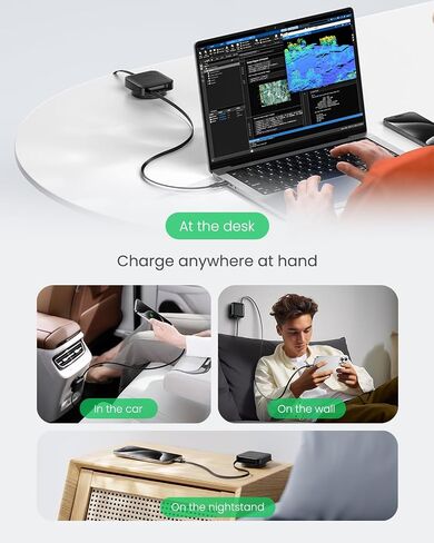 Fasgear Retractable USB C Cable Desk Mount ، 60W PD/PPS شحن سريع USB C 2.0 شاحن لـ iPhone 16 15 PRO/IPAD PRO/MAC-BOOK/SAM-SUNG ، 360 ° TYPE Cable C (2M ، Black) in Kuwait