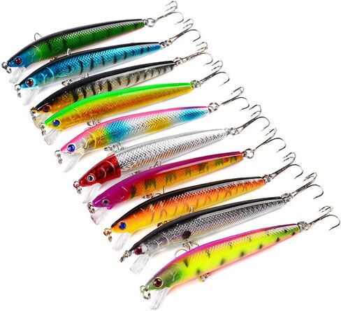 10pcs Minnow Fishing Lures Crankbaits, Fishing Lures Hard Baits Swimbaits, Minnow Topwater Baits in Saudi Arabia