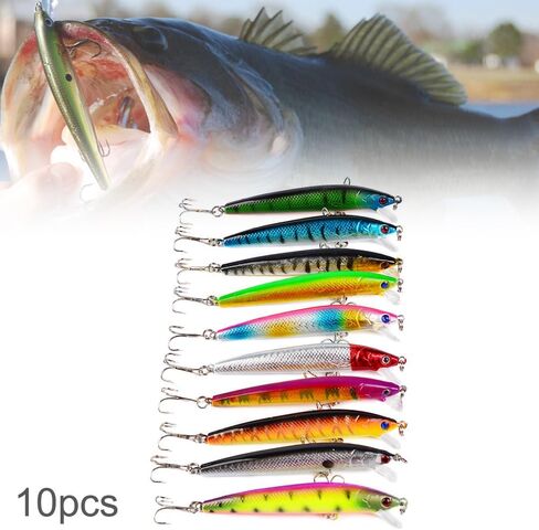 10pcs Minnow Fishing Lures Crankbaits, Fishing Lures Hard Baits Swimbaits, Minnow Topwater Baits in Saudi Arabia