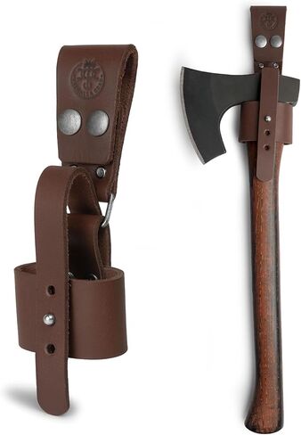 Valhalla Gear، حامل فأس ريفي مصنوع يدويًا من جلد سميك محبب بالكامل - بني بوربون in Kuwait