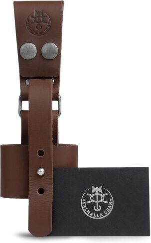 Valhalla Gear، حامل فأس ريفي مصنوع يدويًا من جلد سميك محبب بالكامل - بني بوربون in Kuwait
