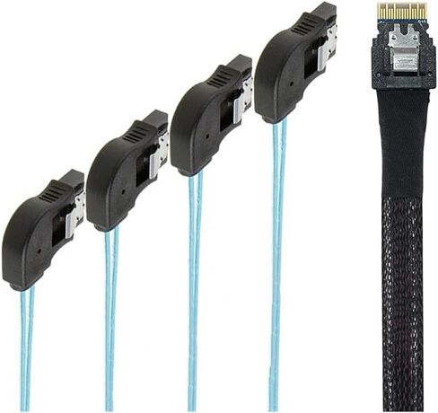 عالي السرعة PCIe Slimline S/AS 4.0 38P SFF-8654 4I إلى 4 سلك محول SATA مع موصل أنثى بزاوية 7p (50 سم) in Saudi Arabia