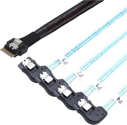 عالي السرعة PCIe Slimline S/AS 4.0 38P SFF-8654 4I إلى 4 سلك محول SATA مع موصل أنثى بزاوية 7p (50 سم) in Saudi Arabia