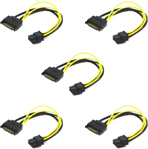 5pcs 20CM SATA to 6pin Graphics Card Power Cable SATA 15pin to 6pin PCIe PCI-e PCI Adapter Power Supply for Miner Mining in Saudi Arabia