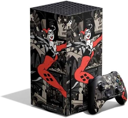 Skinit Decal Gaming Skin Compatible with Xbox Series X Bundle - Officially Licensed DC Comics Harley Quinn Logo Pattern Design in Saudi Arabia