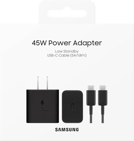 SAMSUNG 45W Wall Charger Power Adapter, Cable Not Included, Super Fast Charging for Galaxy Phones, Tablets and USB Type C Devices, Low Standby Power Consumption, EP-T4511NBEGUS, Black in Kuwait