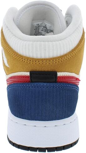 حذاء Nike Air Jordan 1 MID للأولاد، أسود/أحمر ناري-أبيض، 3.5 طفل كبير in Saudi Arabia