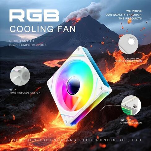 Xuhongxiang 120mm Argb PC مروحة مع الأضواء ، ضوضاء منخفضة هادئة 16 ديسيبل ، 1600 دورة في الدقيقة تبريد تدفق الهواء ، تصميم مرآة لانهائي ، مروحة RGB 12V لحالة الكمبيوتر in Saudi Arabia