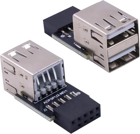 رأس Poyiccot USB إلى منفذ USB ، 9pin USB 2.0 رأس اللوحة الأم أنثى إلى نوع مزدوج A Ender Extense Motherbter لبطاقة الشبكة اللاسلكية PC Bluetooth ، 2 عبوة in Kuwait