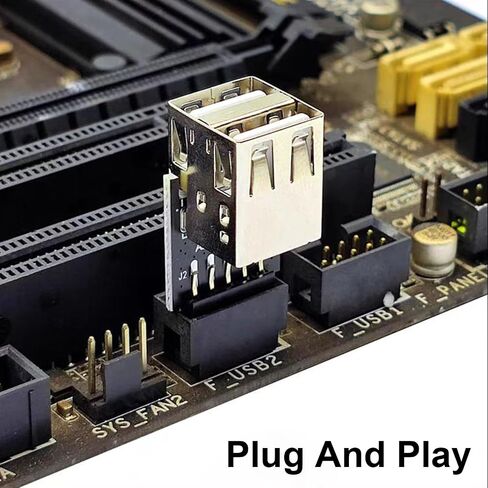 رأس Poyiccot USB إلى منفذ USB ، 9pin USB 2.0 رأس اللوحة الأم أنثى إلى نوع مزدوج A Ender Extense Motherbter لبطاقة الشبكة اللاسلكية PC Bluetooth ، 2 عبوة in Kuwait