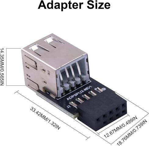 رأس Poyiccot USB إلى منفذ USB ، 9pin USB 2.0 رأس اللوحة الأم أنثى إلى نوع مزدوج A Ender Extense Motherbter لبطاقة الشبكة اللاسلكية PC Bluetooth ، 2 عبوة in Kuwait
