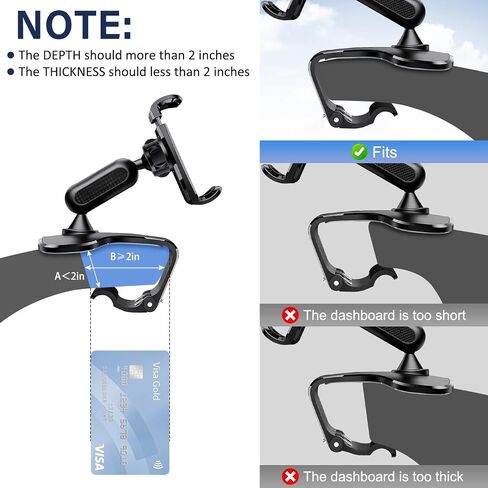 Car Phone Mount,360 Degree Rotation Dashboard Car Phone Holder, Multifunctional car Dash Board Mobile Phone Holder,Universal Dash Clip Cellphone Mount Cell Phone Holder Clip for 4-7 inch Smartphones in Saudi Arabia