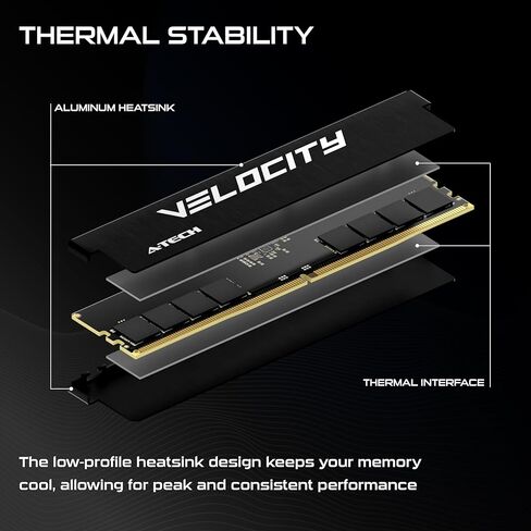 A-Tech Velocity RAM 64GB (2x32GB) DDR5 5600MHz (PC5-44800) XMP 3.0 UDIMM 1.1V Non-ECC DIMM 288-Pin Desktop Computer Gaming Memory - AV2K32G5D56X in Saudi Arabia