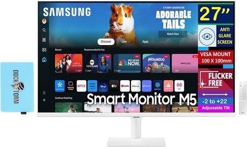 Samsung M5 M50D 27" FHD VA Smart Monitor with 4ms Response Time, Anti Glare, Flicker Free, VESA Mount (100 x 100mm), HDMI & Dockztorm USB Port Expander, White (LS27DM501ENXZA) in Saudi Arabia
