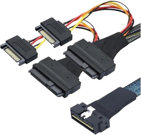 () -Dual SFF-8639 U.2 NVME SSD سلك البيانات عالية السرعة ، PCI-E Slimline S/AS SFF-8654 8I مع SATA Power 1M in Saudi Arabia