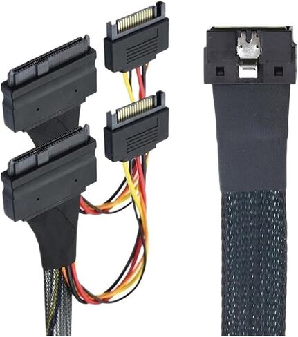 () -Dual SFF-8639 U.2 NVME SSD سلك البيانات عالية السرعة ، PCI-E Slimline S/AS SFF-8654 8I مع SATA Power 1M in Saudi Arabia