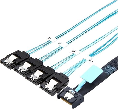 XB-Slimsas 8654 MCIO 4I 38Pin to 4X SATA Cord PCIE5.0 PCI-E Server Data Connection Extension Wire High-Speed in Saudi Arabia