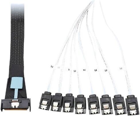 0.5M PCI-E Slimline S/AS SFF-8654 8I to 8X SATA Server Hard Drive Conversion Cord SFF-8654 74P to 8*SATA 7P Cord in Saudi Arabia