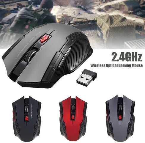 2.4Ghz Wireless Mouse with USB Receiver 2.4G Gaming Mouse 6D Optical Wireless Mouses USB Right Scroll Mice for Laptop PC Gamer Black in Kuwait
