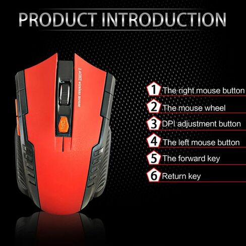 2.4Ghz Wireless Mouse with USB Receiver 2.4G Gaming Mouse 6D Optical Wireless Mouses USB Right Scroll Mice for Laptop PC Gamer Black in Kuwait