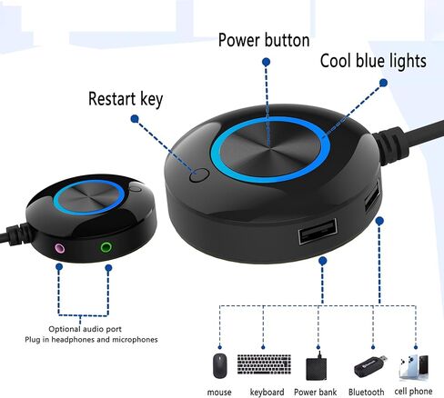 TUMASTER PC Power Button Desktop PC Computer Case Power Switch On Off Key with 1.6m Cables(2USB+Audio+Restart Key) Computer Host Button D-02-Black in Saudi Arabia