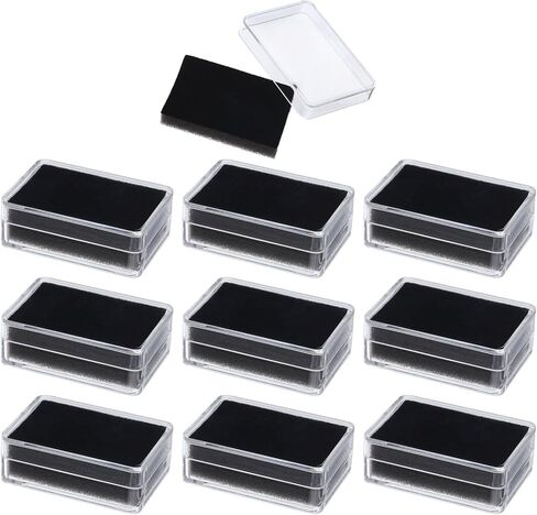 CHGCRAFT 10Pcs 2Colors Clear Gemstone Box Small Loose Diamond Gemstone Display Case Plastic Containers Holder with Clear Top Lids and Sponge, Black and White, 2x1.3inch in Kuwait