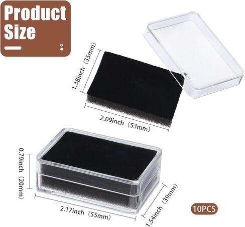 CHGCRAFT 10Pcs 2Colors Clear Gemstone Box Small Loose Diamond Gemstone Display Case Plastic Containers Holder with Clear Top Lids and Sponge, Black and White, 2x1.3inch in Kuwait