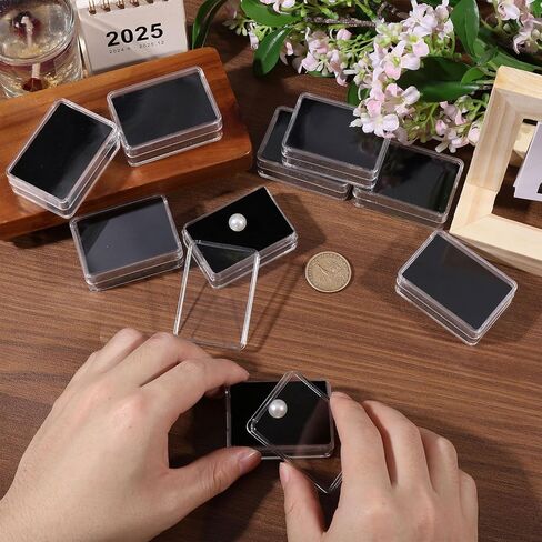 CHGCRAFT 10Pcs 2Colors Clear Gemstone Box Small Loose Diamond Gemstone Display Case Plastic Containers Holder with Clear Top Lids and Sponge, Black and White, 2x1.3inch in Kuwait