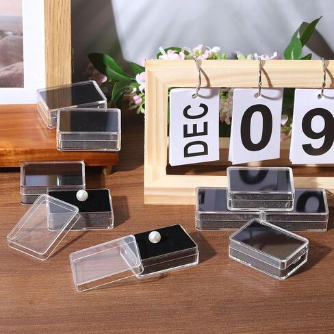 CHGCRAFT 10Pcs 2Colors Clear Gemstone Box Small Loose Diamond Gemstone Display Case Plastic Containers Holder with Clear Top Lids and Sponge, Black and White, 2x1.3inch in Kuwait