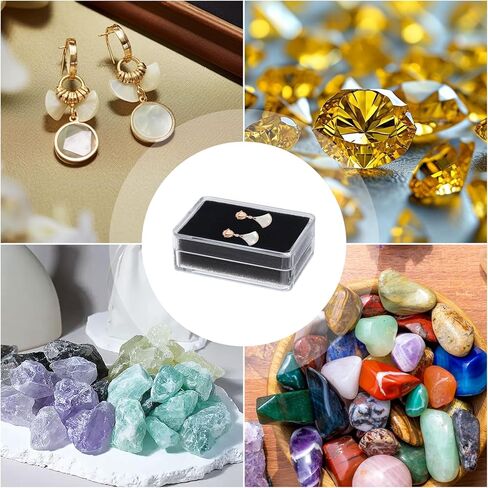 CHGCRAFT 10Pcs 2Colors Clear Gemstone Box Small Loose Diamond Gemstone Display Case Plastic Containers Holder with Clear Top Lids and Sponge, Black and White, 2x1.3inch in Kuwait